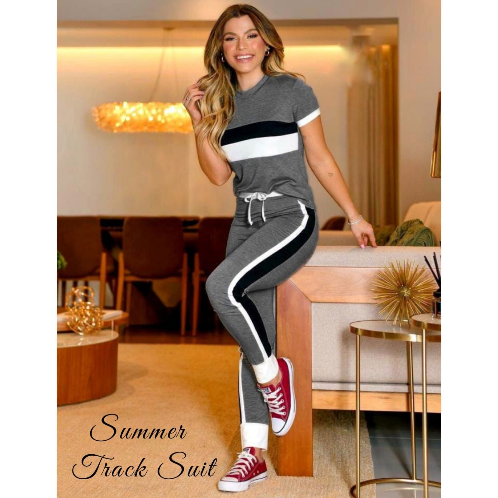 Stylish Double Panel Tracksuit For Girls - Soft & Comfortable Tshirts For Girls & Women - Image 2