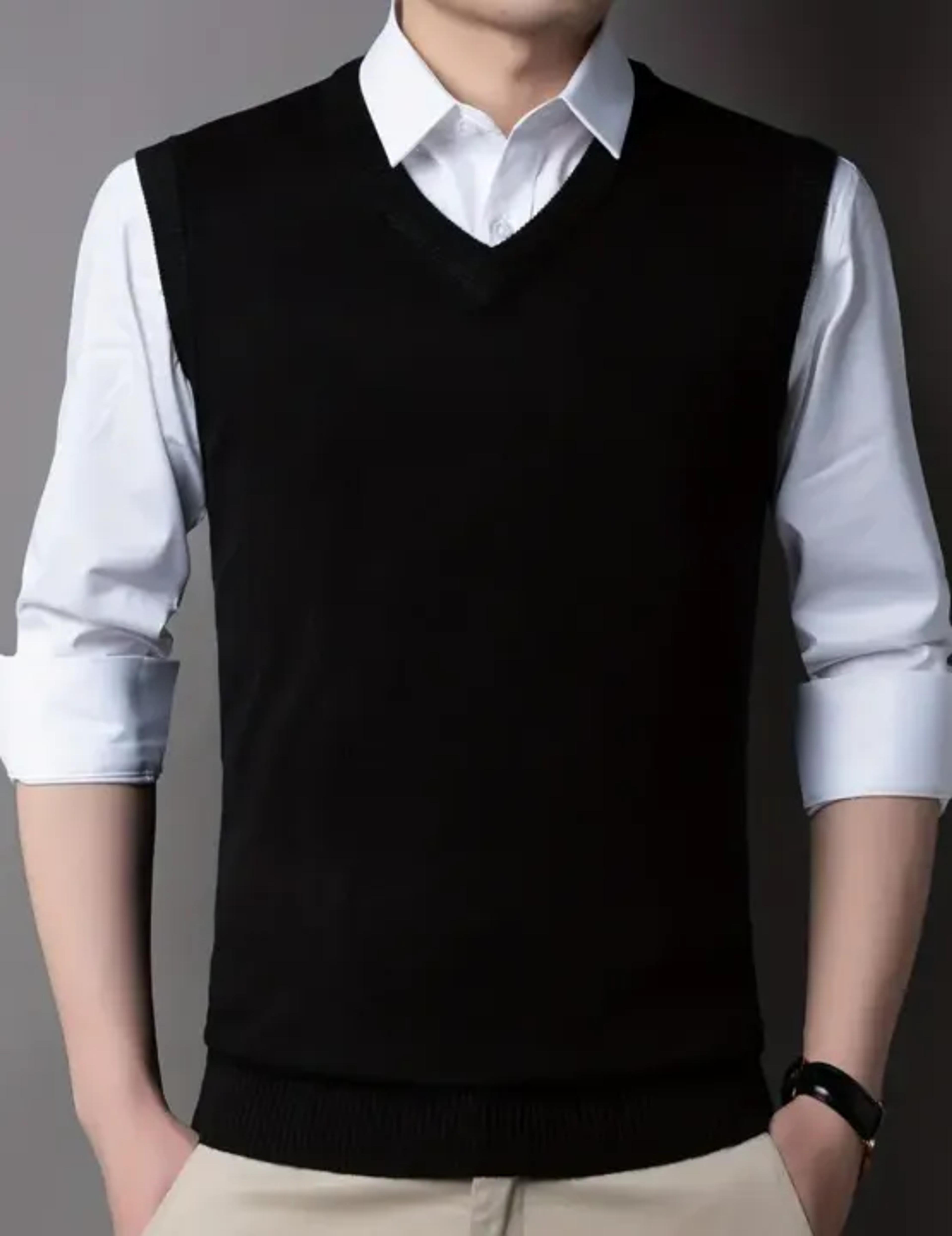 Black sleeveless sweater for men image 1