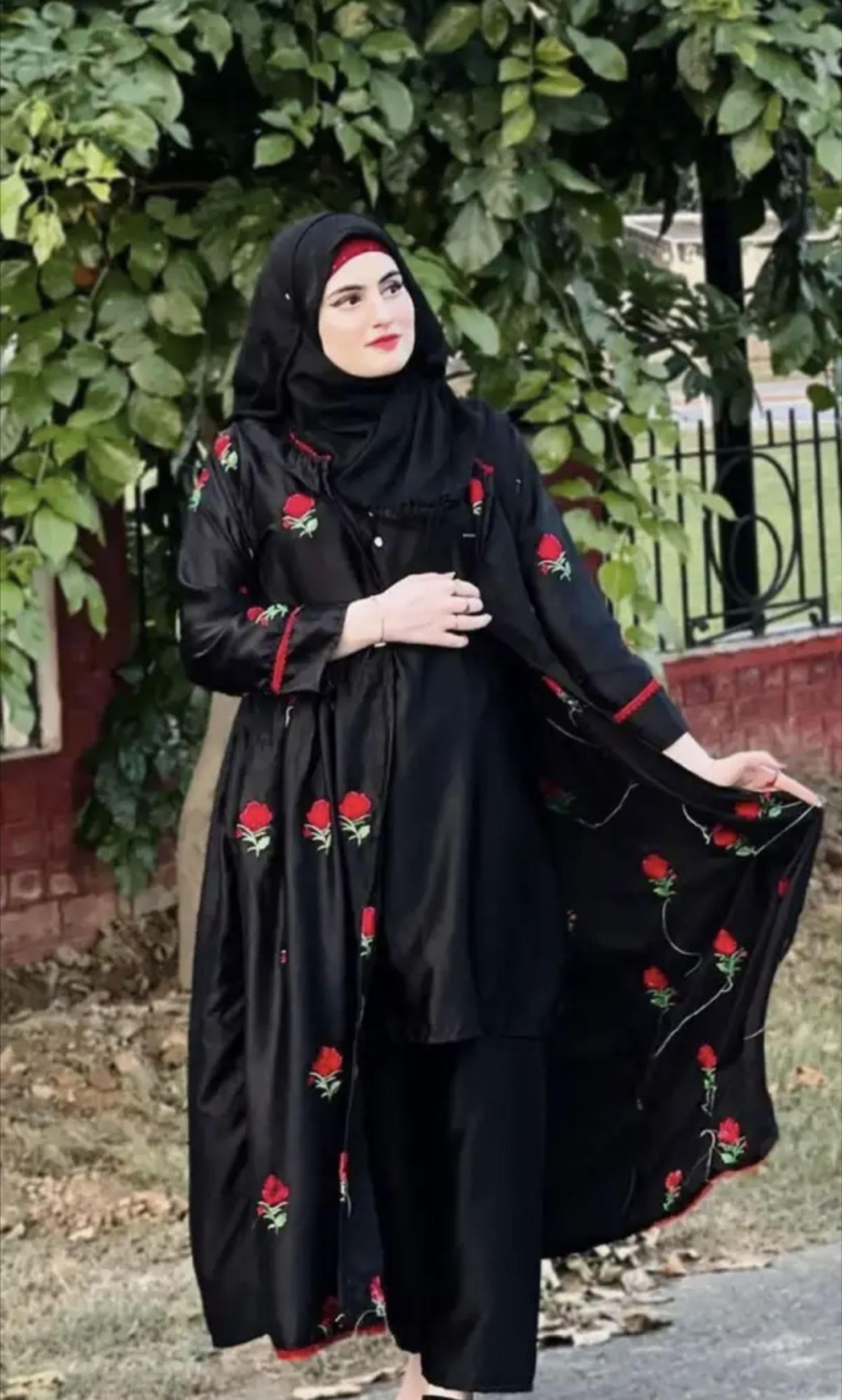 Stylish Silk Embroidered Flower Gown 3pc for Women and Girls - Formal Party Wear image 2