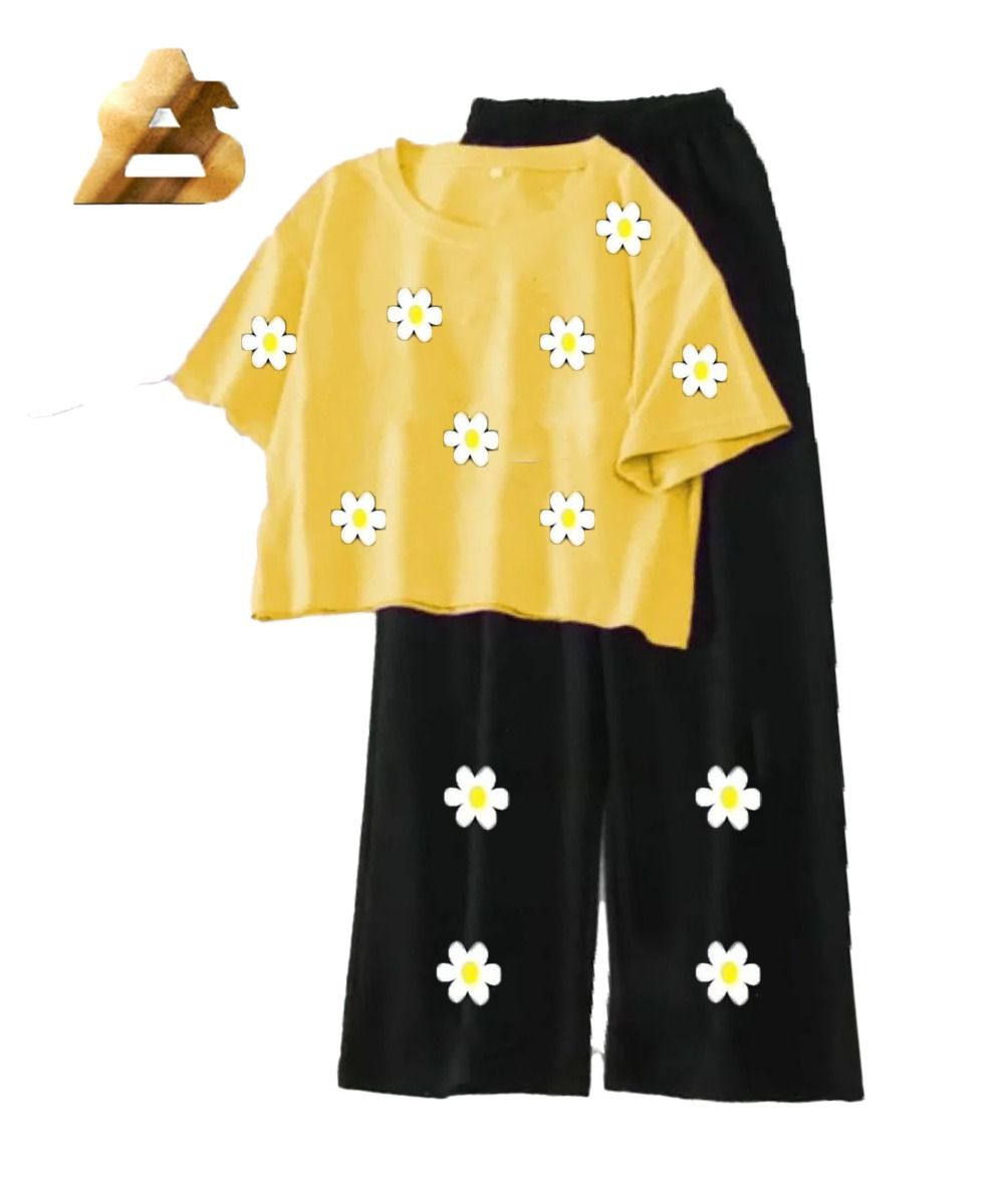 High Quality Casual Suits for Women Printed Crop Tshirt With Plaazo - Image 5