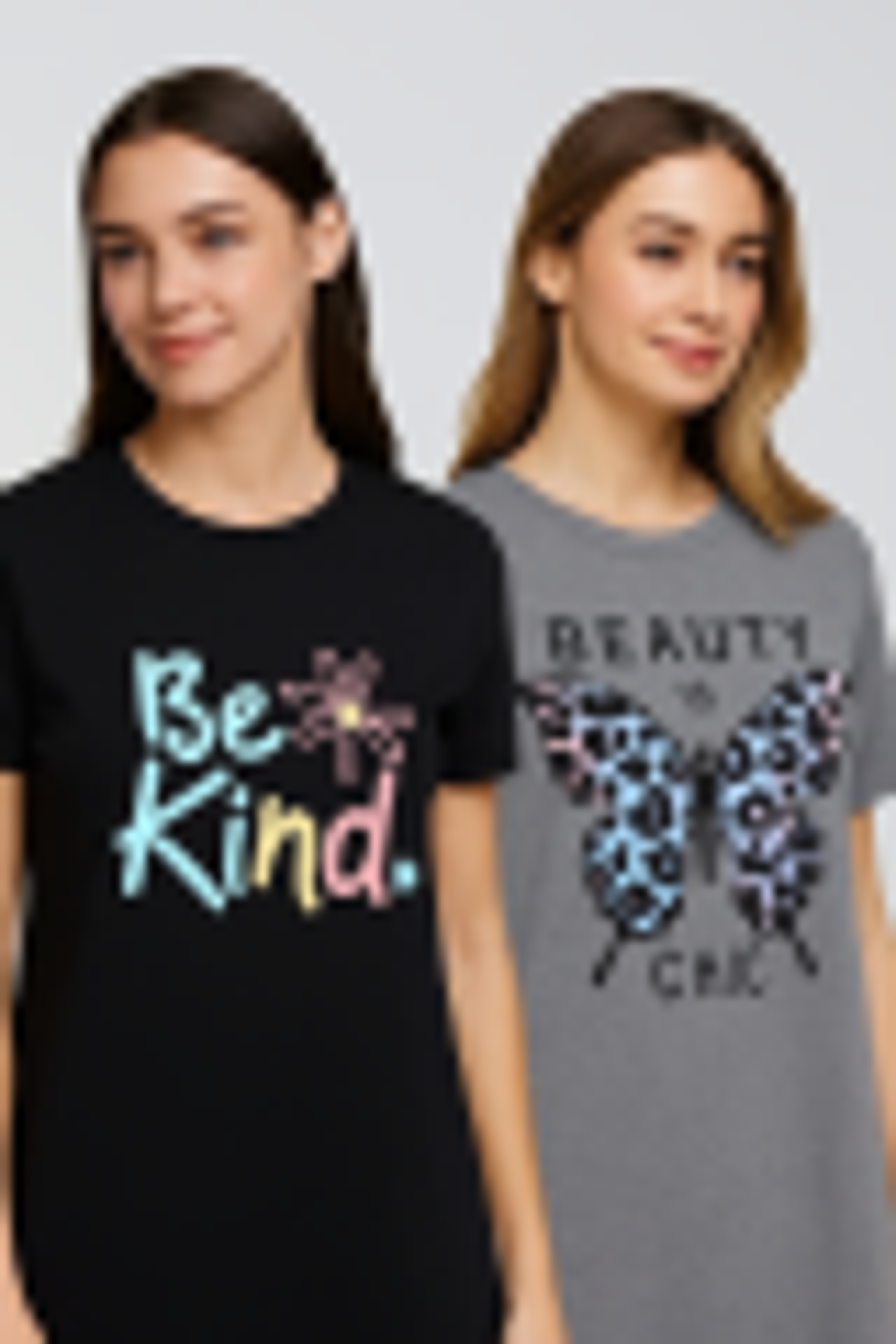 Aua n Co Pack of 2 Long Printed T-Shirt For Women and girls image 3