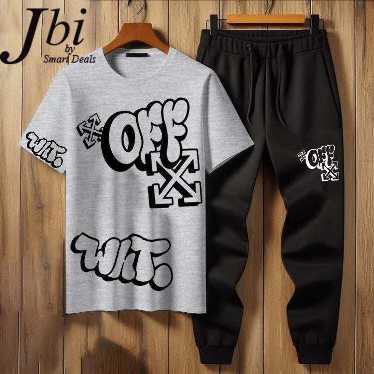 Trendy Fashion Summer Ellegant Tracksuit OFF-X printed T-shirt and Trouser new Arrivals Gym Sports Outdoor Casual wear tshirt Track Suits for Men at Faiq Store - Image 5