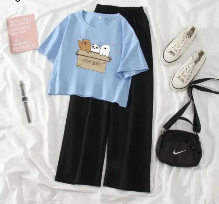 Crop Top and Flapper Trouser Ensemble for Women and Girls