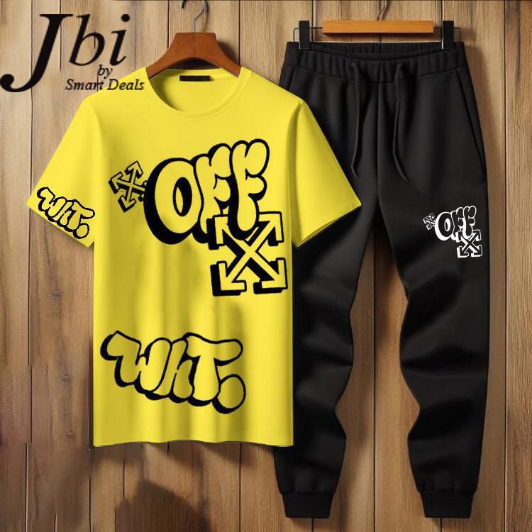 Trendy Fashion Summer Ellegant Tracksuit OFF-X printed T-shirt and Trouser new Arrivals Gym Sports Outdoor Casual wear tshirt Track Suits for Men at Faiq Store - Image 3