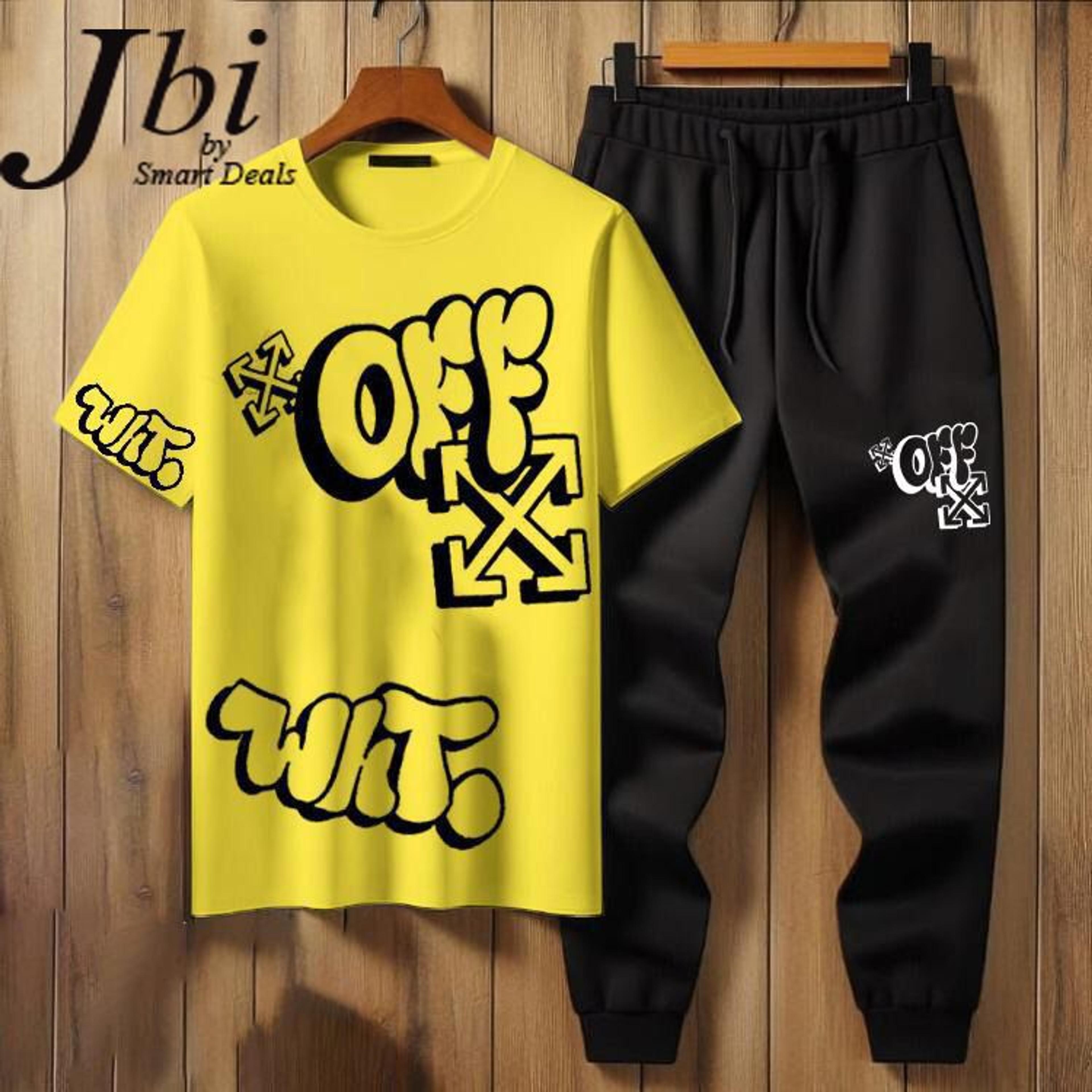 Trendy Fashion Summer Ellegant Tracksuit OFF-X printed T-shirt and Trouser new Arrivals Gym Sports Outdoor Casual wear tshirt Track Suits for Men at Faiq Store image 3