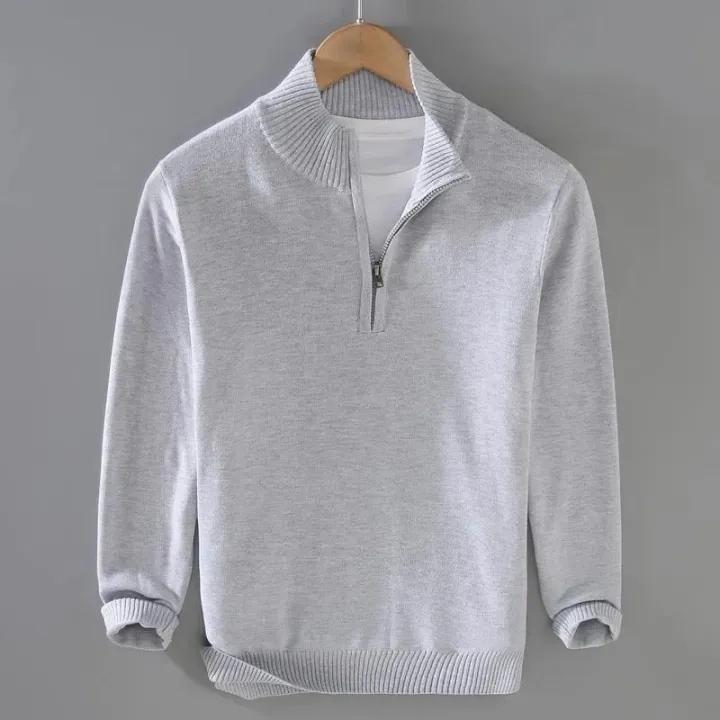 MEN'S QUARTER ZIPPER TURTLE NECK SWEATERS SOLID COLORS