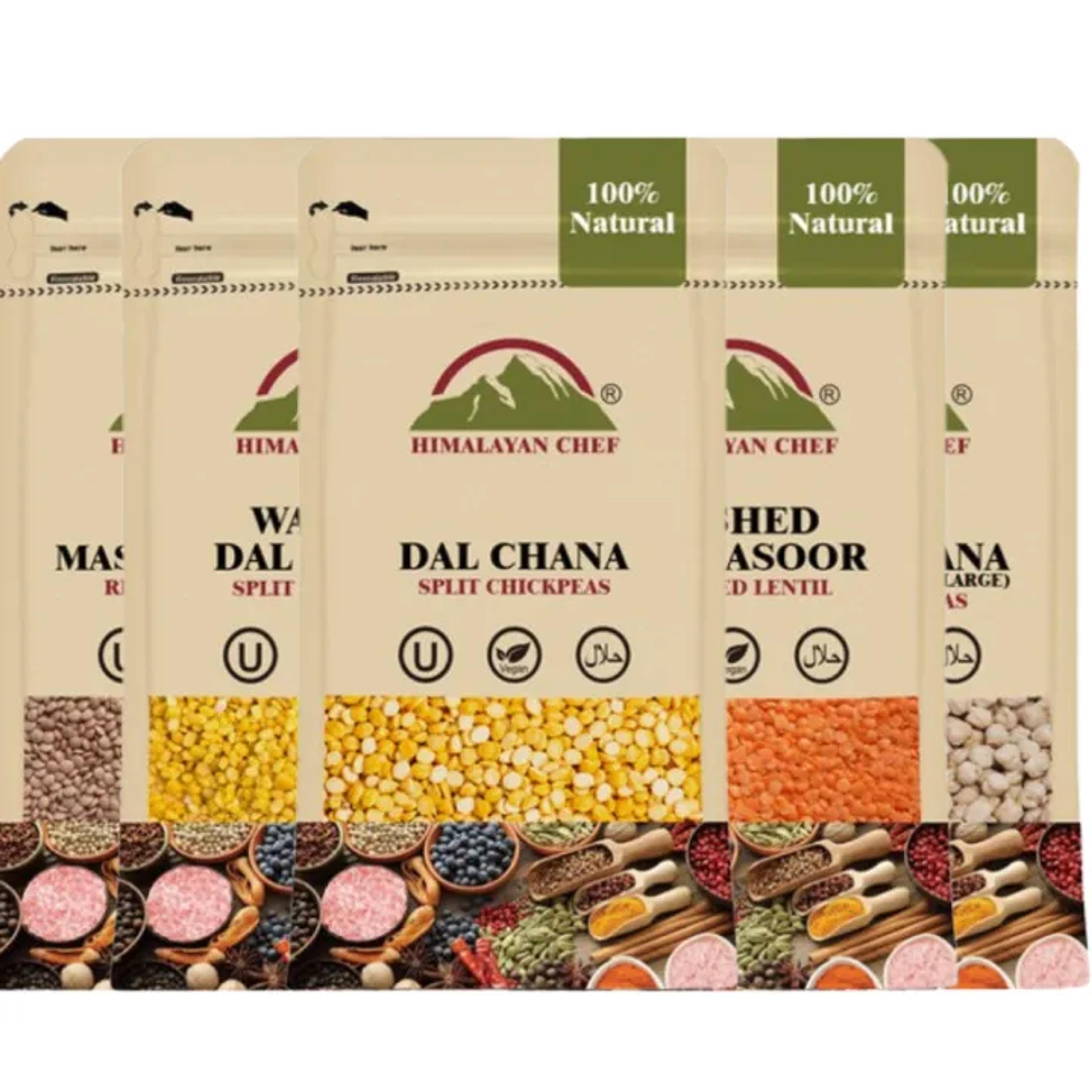 (Pack of 5) Himalayan Daal Masoor Washed | Daal Mong Washed, Daal Chana, White Channa Large , Masoor Whole - 454 G Each image 1