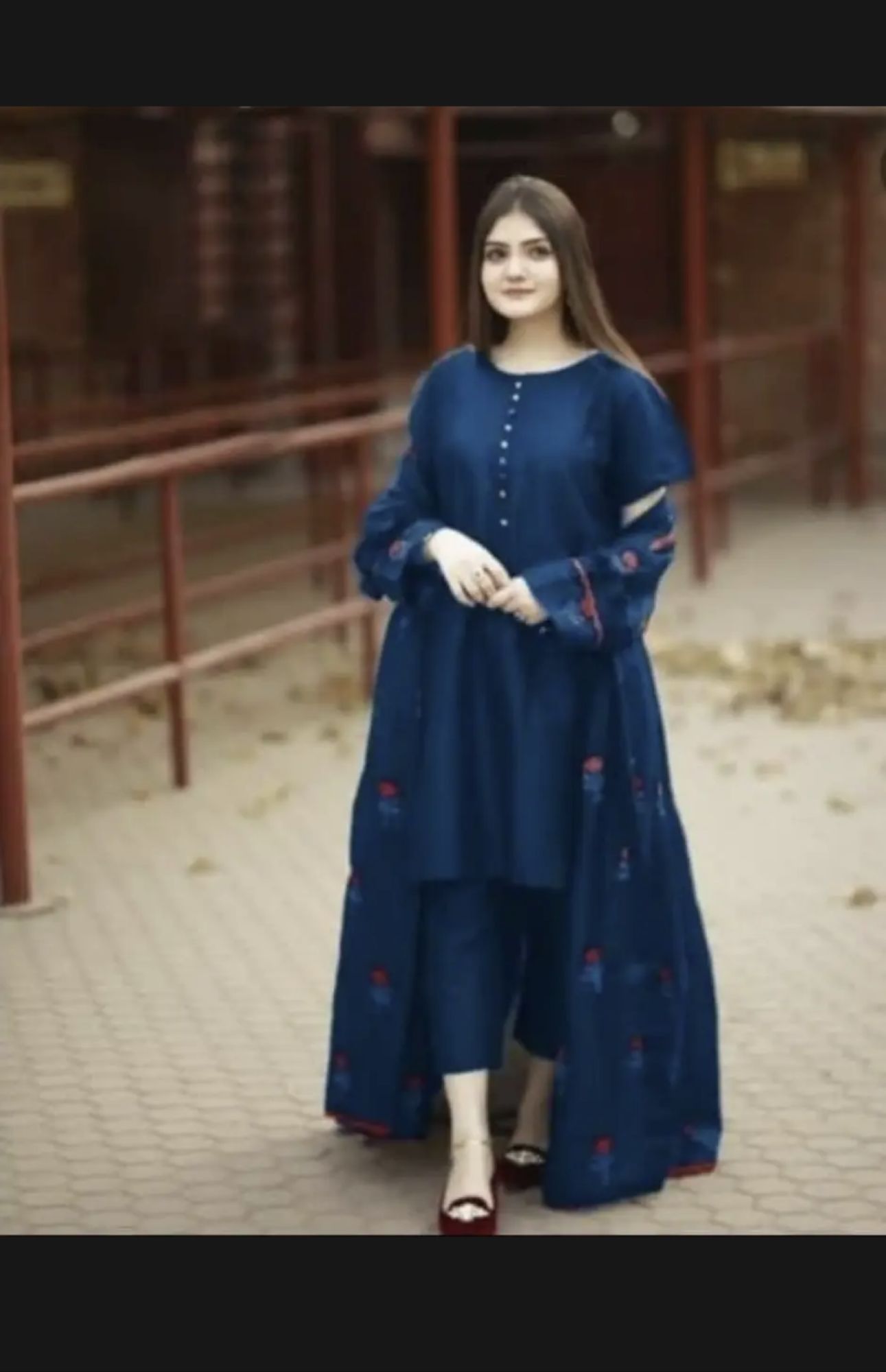 Stylish Silk Embroidered Flower Gown 3pc for Women and Girls - Formal Party Wear - Image 7