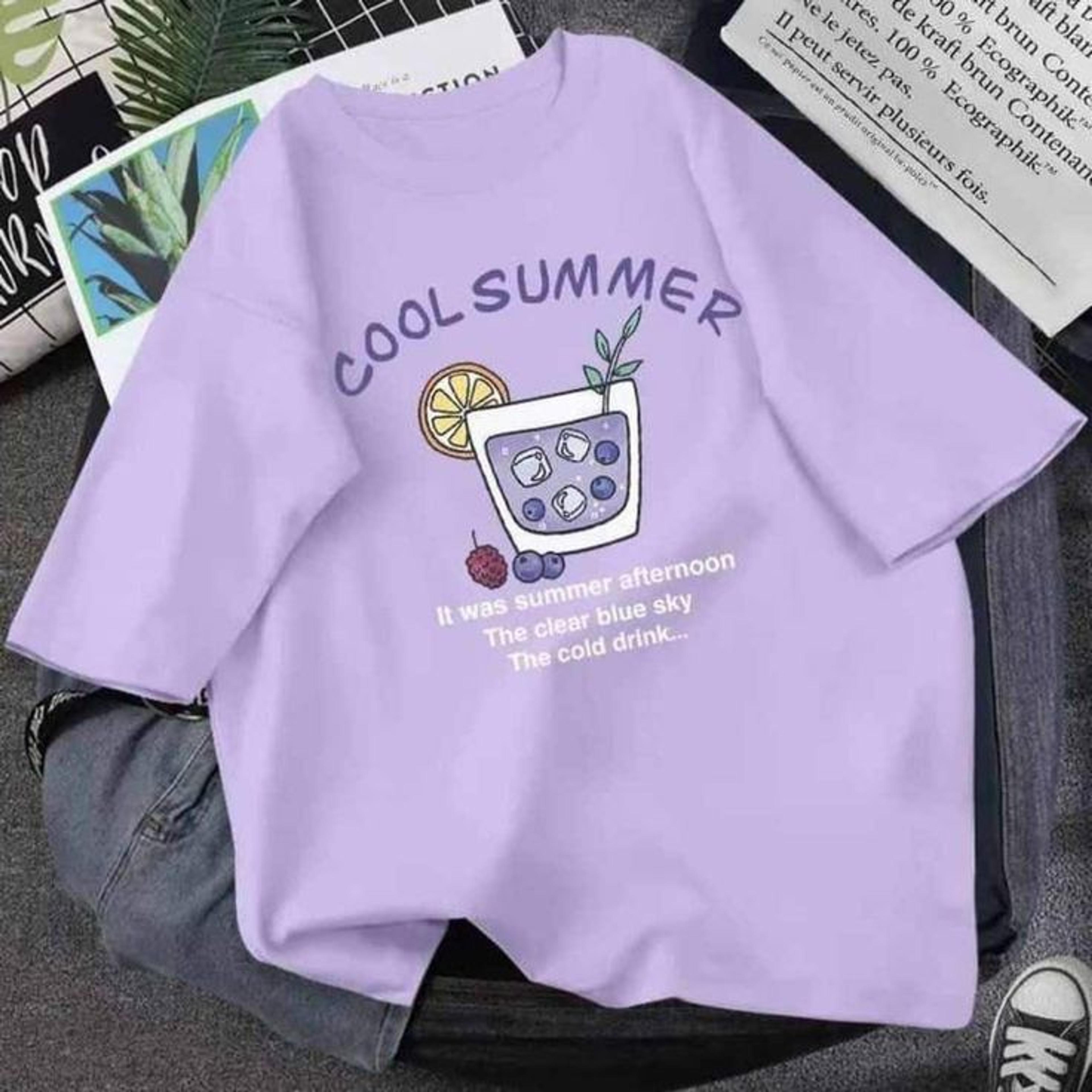 Purple Half Sleeve Cotton T-Shirt for Men & Women with DTF Print – Soft & Comfortable Summer Wear image 2