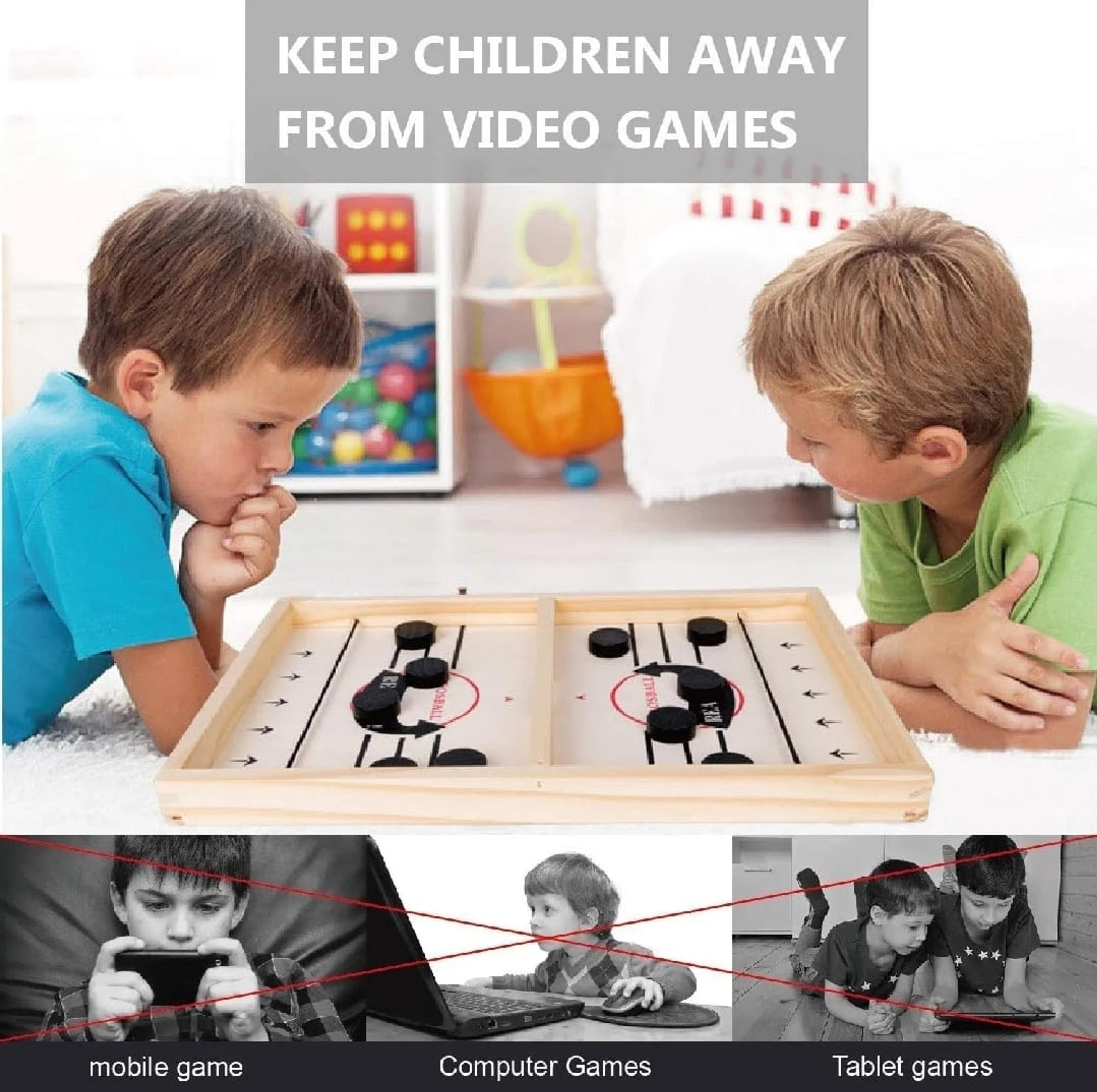 Sling Puck Board Wooden Desktop Hockey Game Fast Sling Puck Game For Kids And Adults image 2