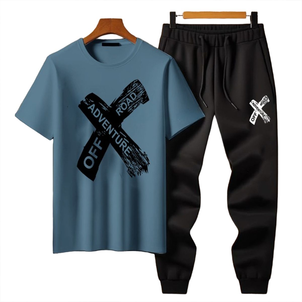 Summer Collection Adventure X Printed Tracksuit T-shirt & Trouser Trendy Fashion Arrival Gym Sports Outdoor Casual Wear tshit Track Suits for Men at Full Circle Clothing - Image 1