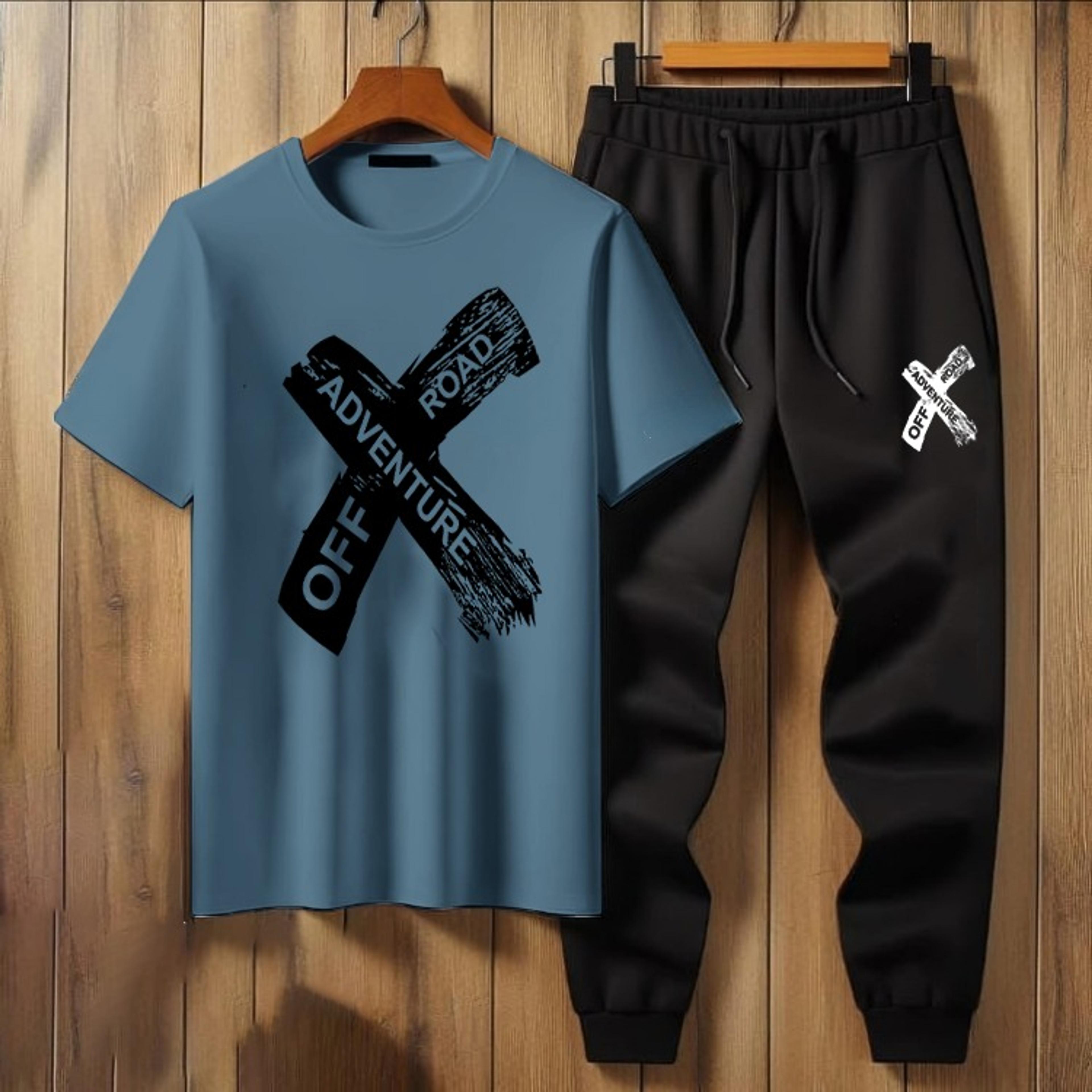 Summer Collection Adventure X Printed Tracksuit T-shirt & Trouser Trendy Fashion Arrival Gym Sports Outdoor Casual Wear tshit Track Suits for Men at Full Circle Clothing image 2