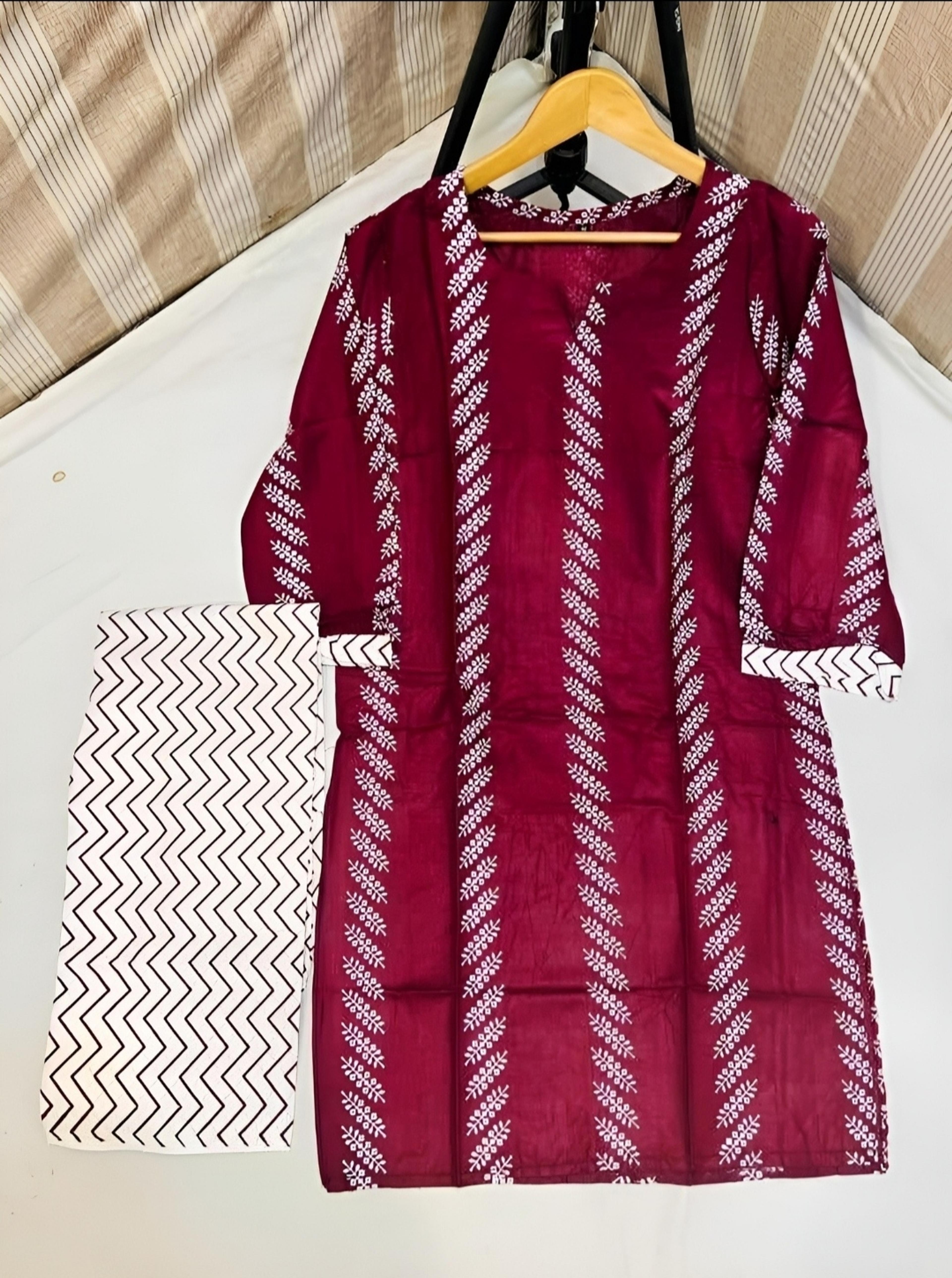 New stylish Collection stitched line print 2pc dress image 3
