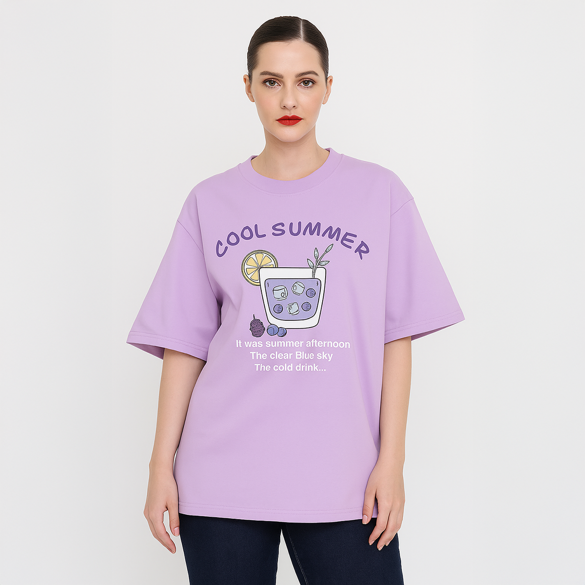 Purple Half Sleeve Cotton T-Shirt for Men & Women with DTF Print – Soft & Comfortable Summer Wear - Image 1