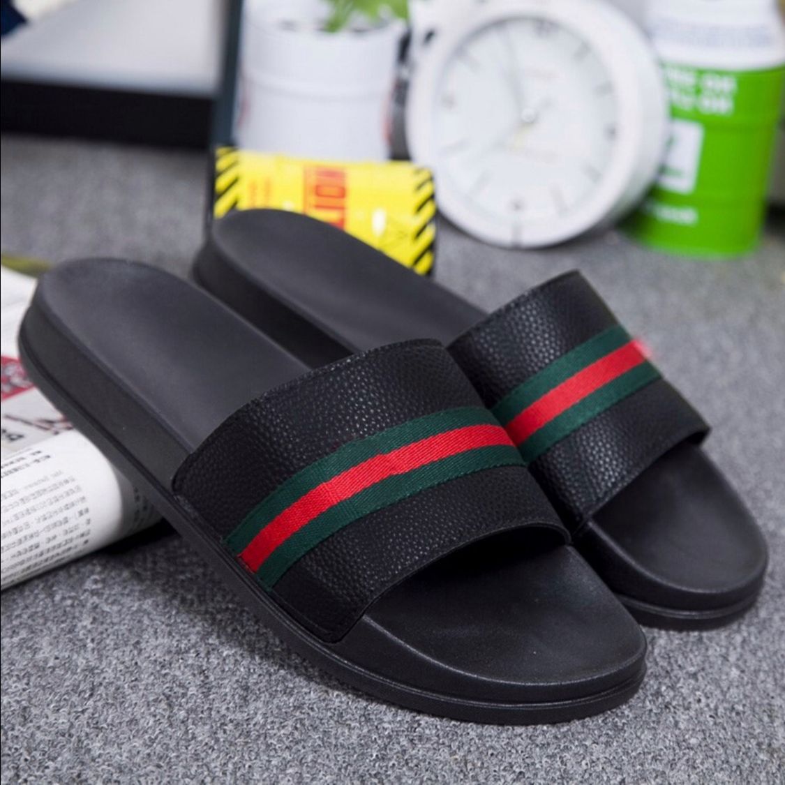 Pure Leather Style Slippers For Men's Trendy Fashionable High Quality Waterproof Chappal For Men Vintage Sliders - Image 3