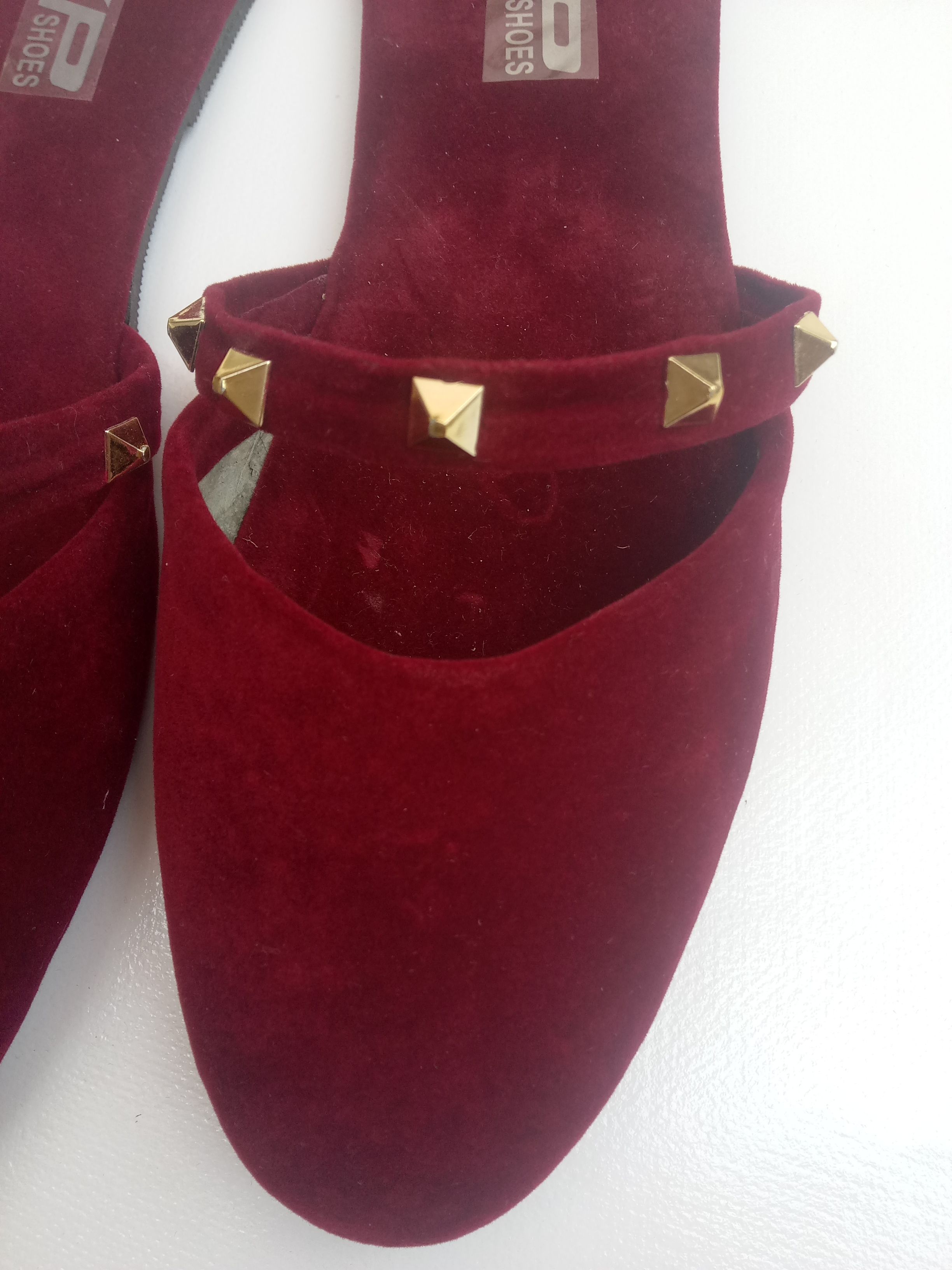 Hot Maroon velvet valentino trendy fashion half pumps shoes for girls and womens.winter shoes for women.winter pumps for girl - Image 2