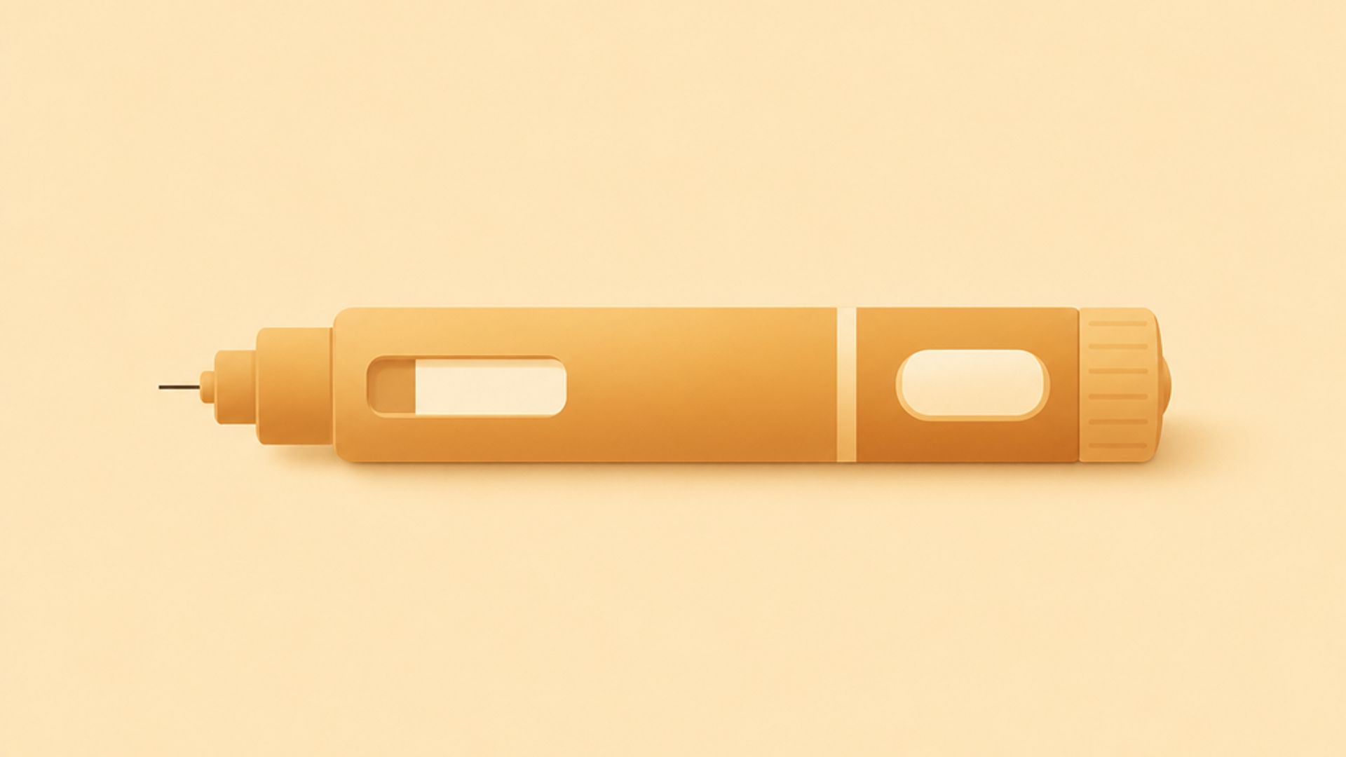 Flat vector illustration of a weight loss injection pen representing the Wegovy dosage schedule in the UK