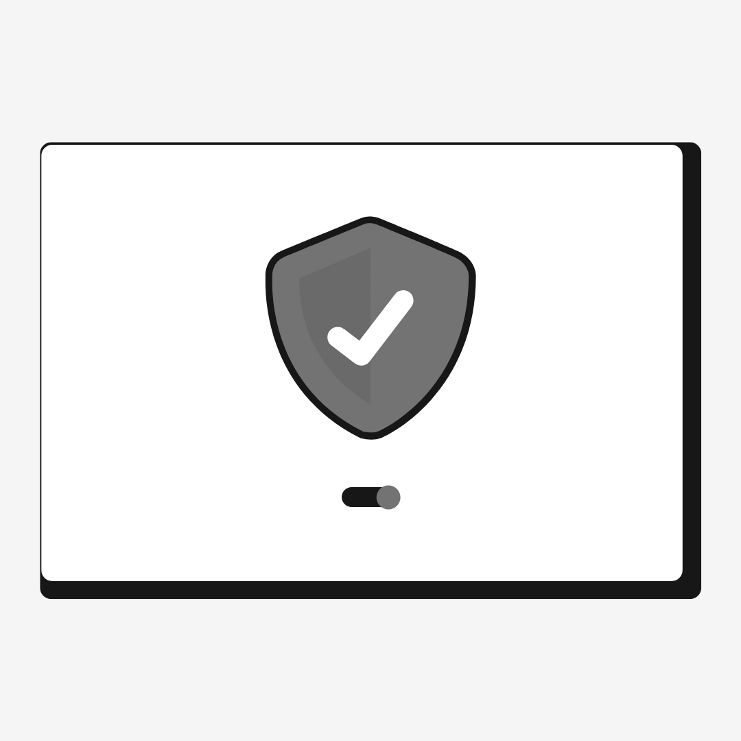 Safety shield with check mark