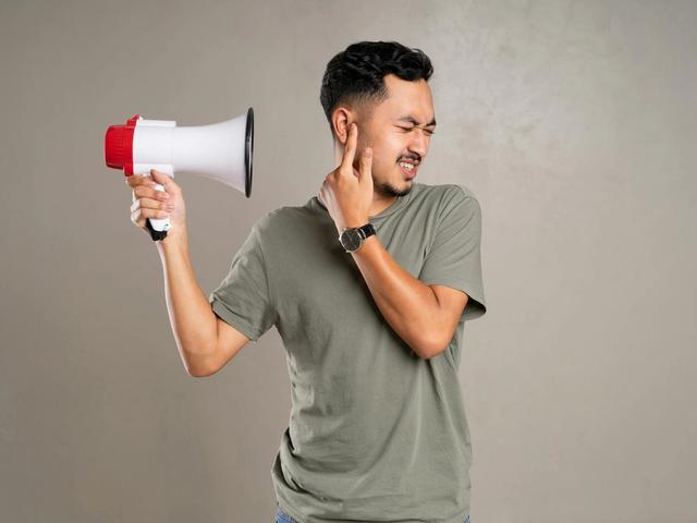 Man holding a megaphone