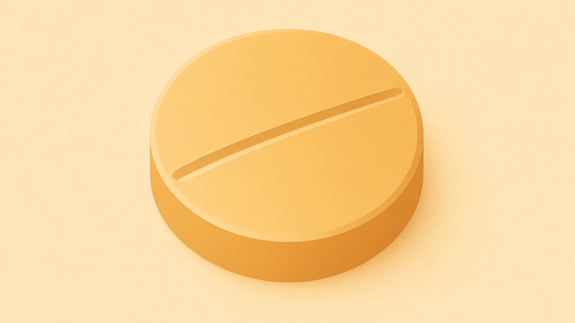 Flat-vector illustration of a single amber GLP-1 tablet on a cream background, representing GLP-1 tablets in the UK