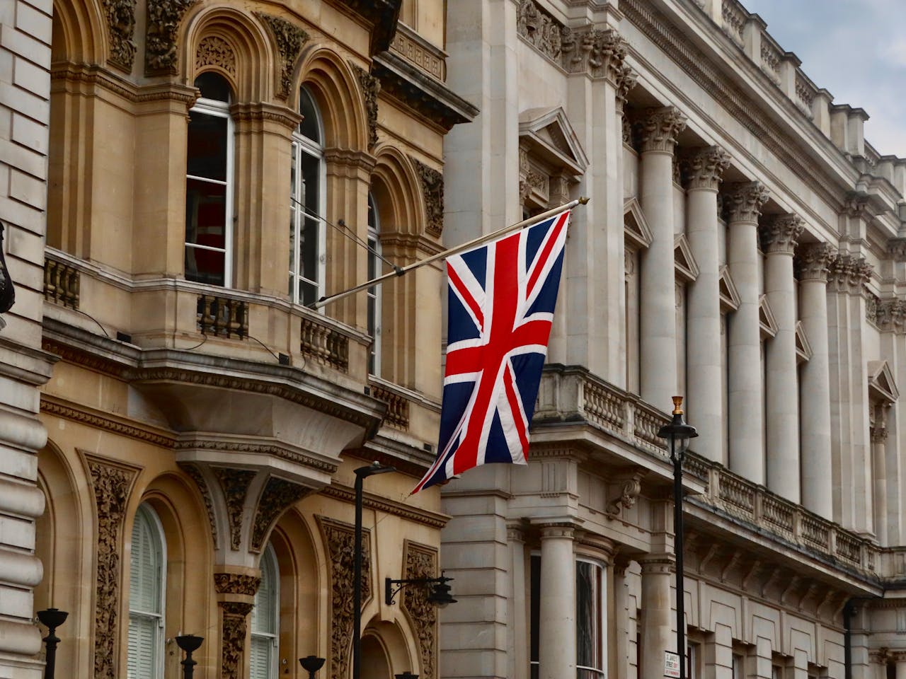 British Flag on a Historic Building