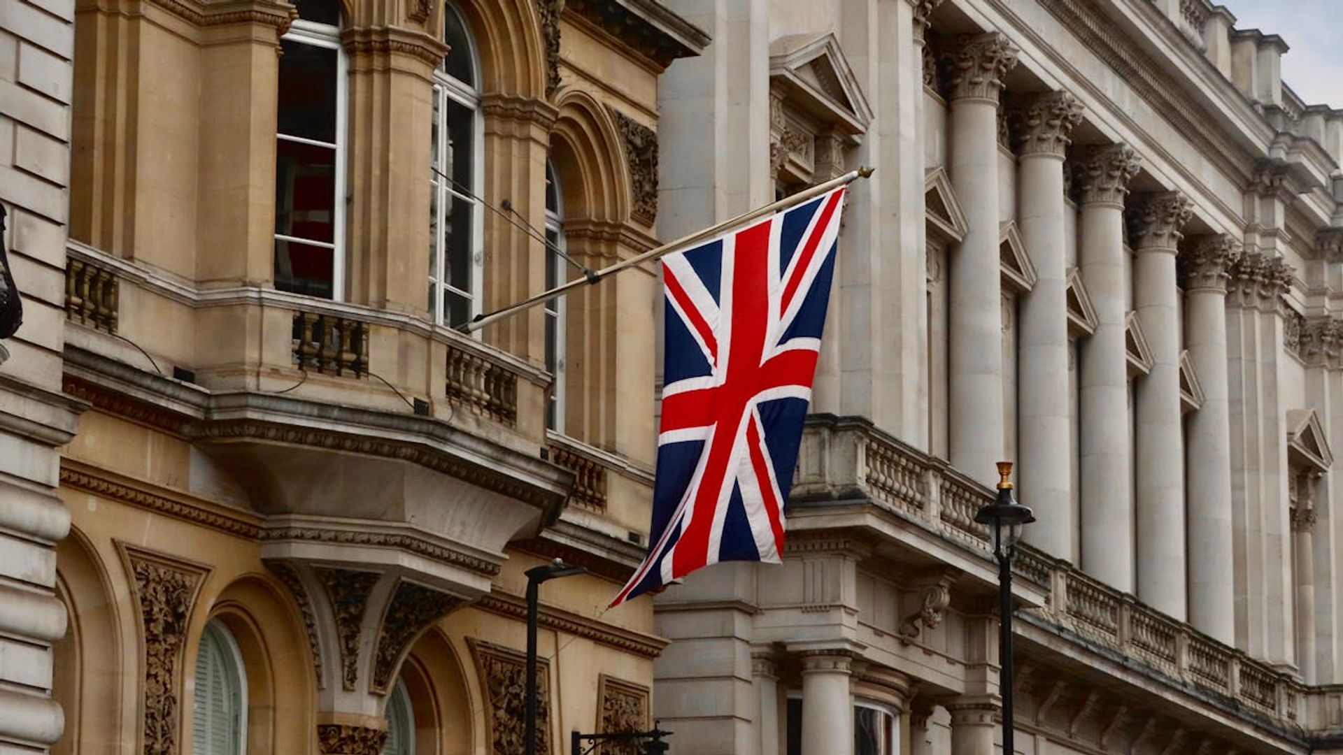 British Flag on a Historic Building