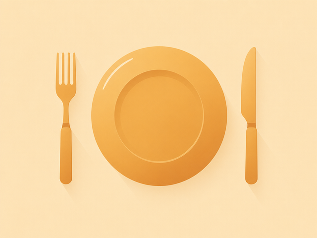 Flat illustration of a dinner plate with a knife and fork, for a guide on how many calories to eat on Mounjaro