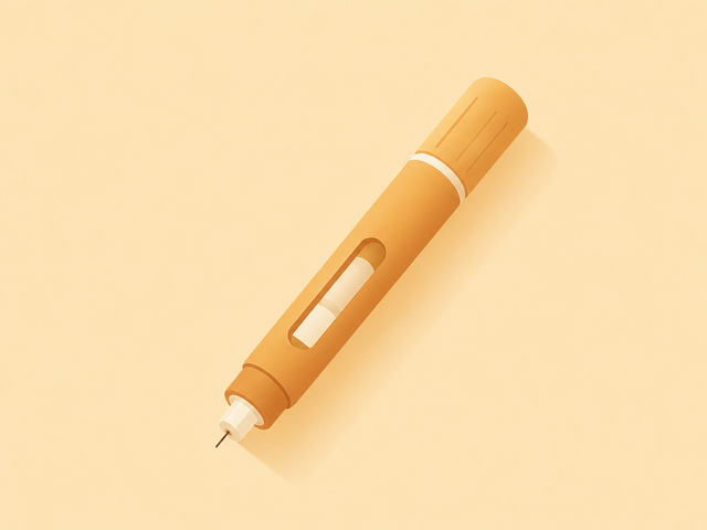 Flat-vector illustration of a GLP-1 weight-loss injection pen, representing peptides for weight loss