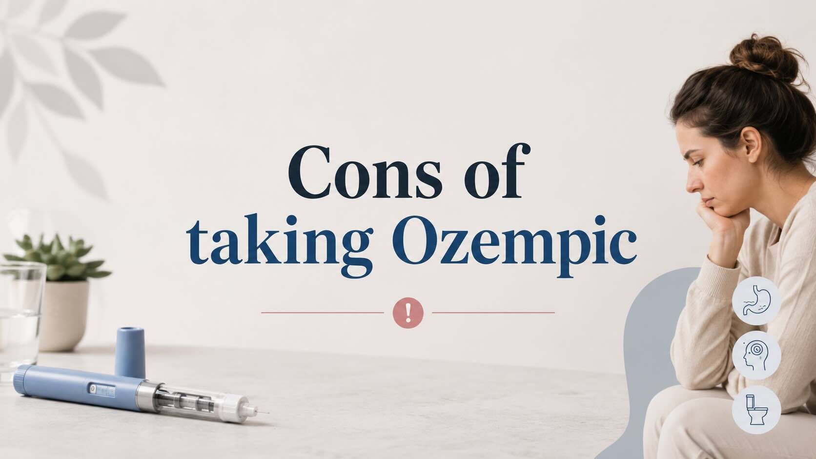 Woman thinking about the cons of taking ozempic