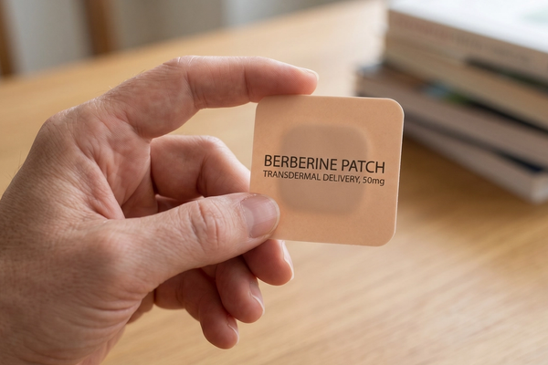 Hand holding a berberine patch