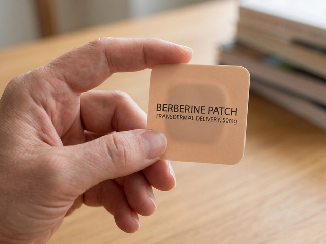 Hand holding a berberine patch