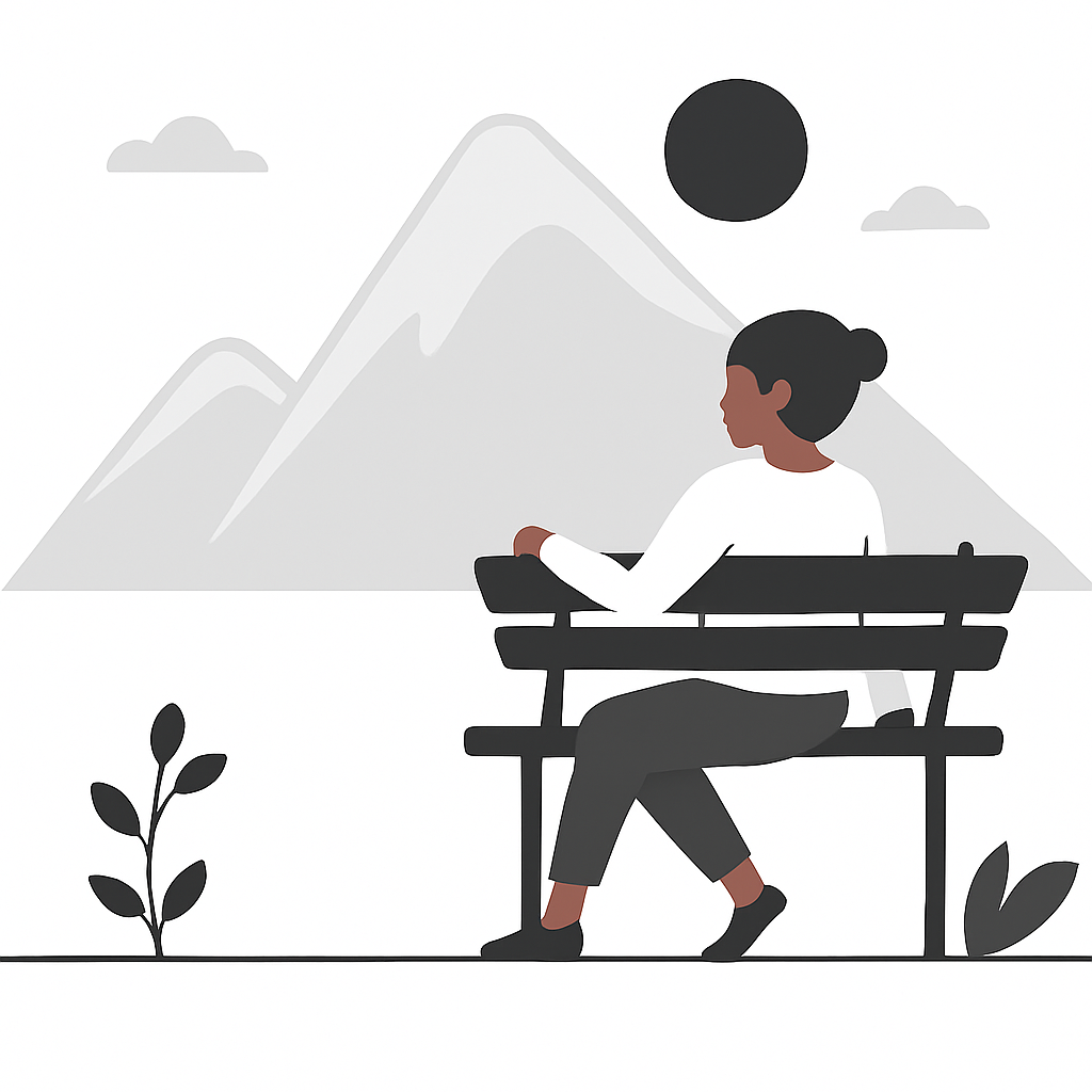 person thinking on bench