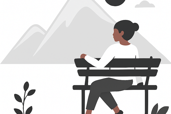 person thinking on bench