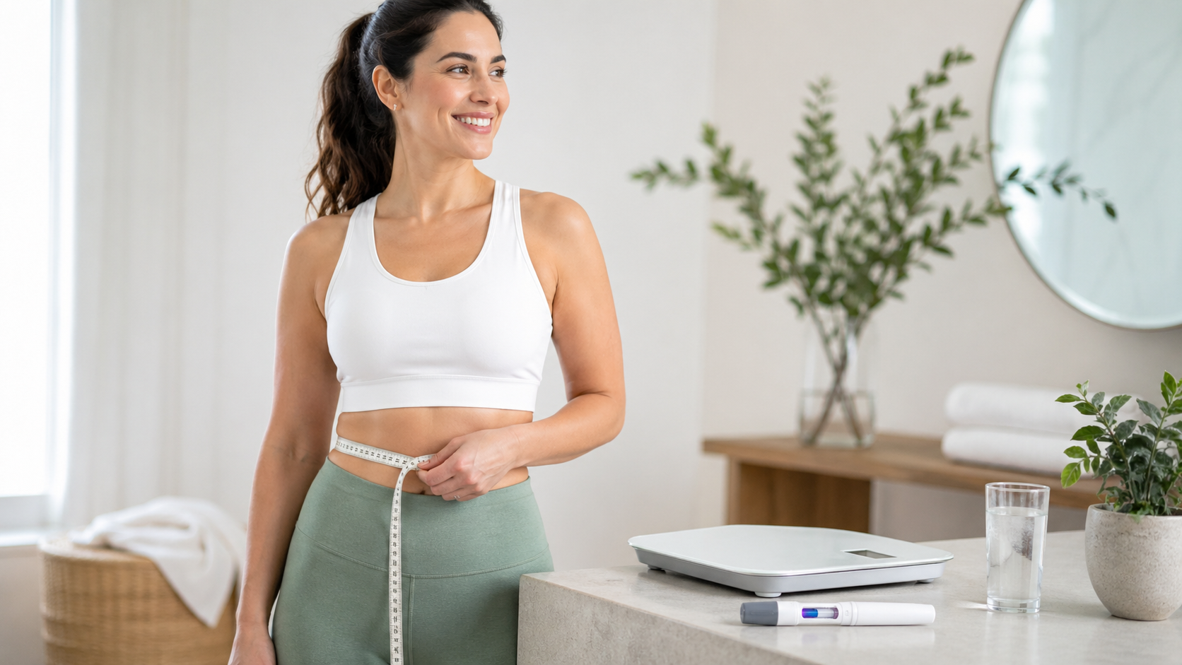 Woman with a tape measure around her waist