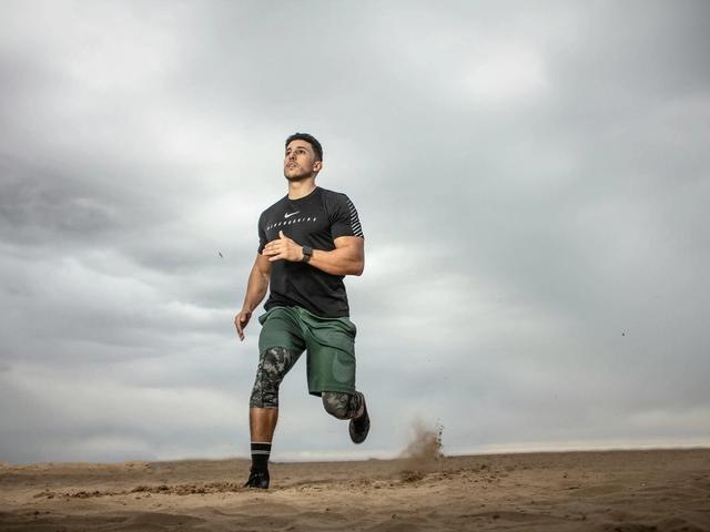 Man running on sand