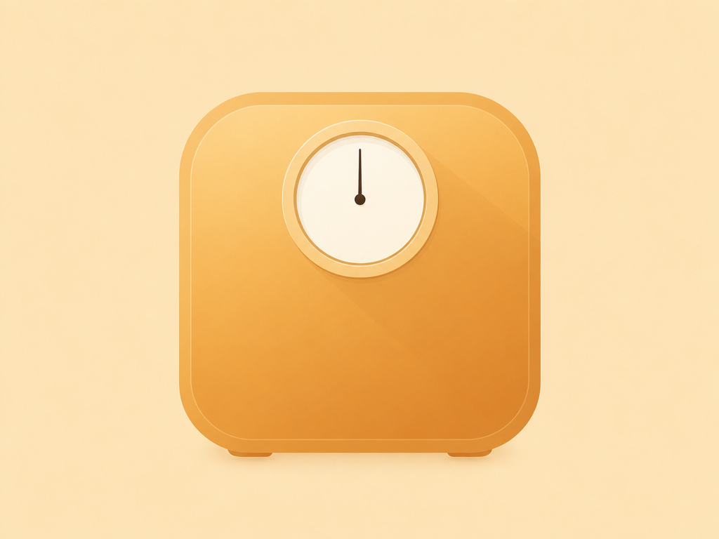 Warm amber flat-vector bathroom scale, illustrating weight gain with sertraline