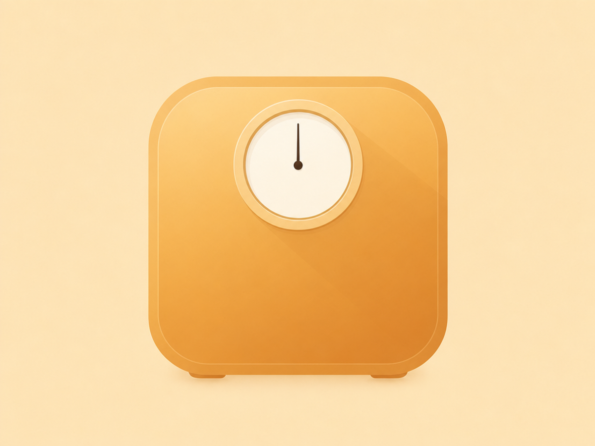 Warm amber flat-vector bathroom scale, illustrating weight gain with sertraline