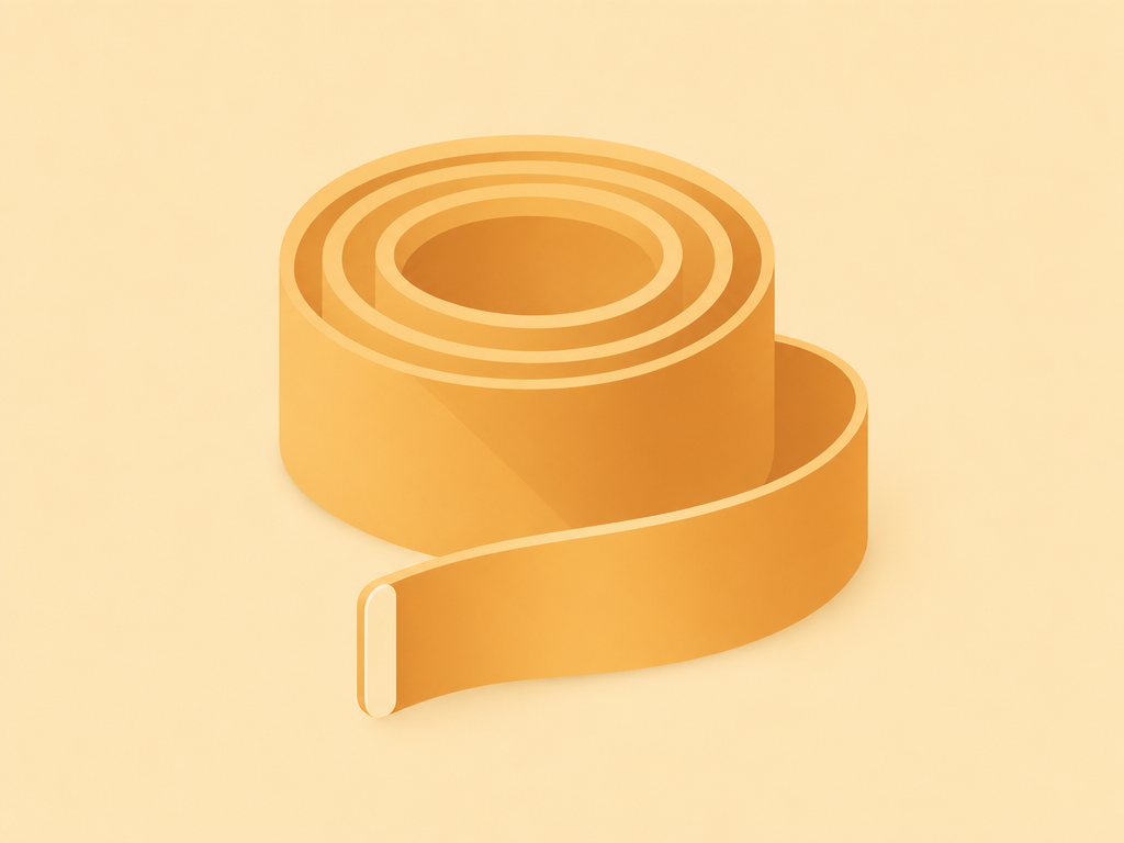 Illustration of a rolled tape measure, representing whether HRT causes weight gain and how to track body changes in menopause
