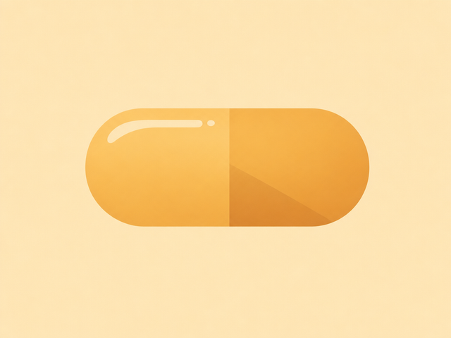 Flat amber illustration of a vitamin capsule, representing vitamins A, B, C, D, E and K