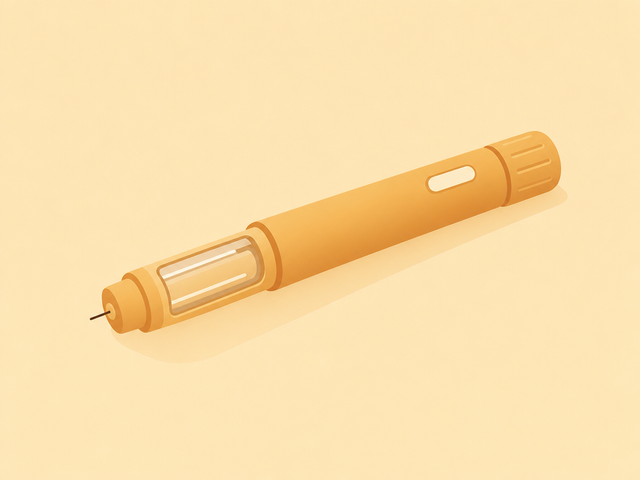 Warm illustration of a weight loss injection pen representing taking Mounjaro and HRT together
