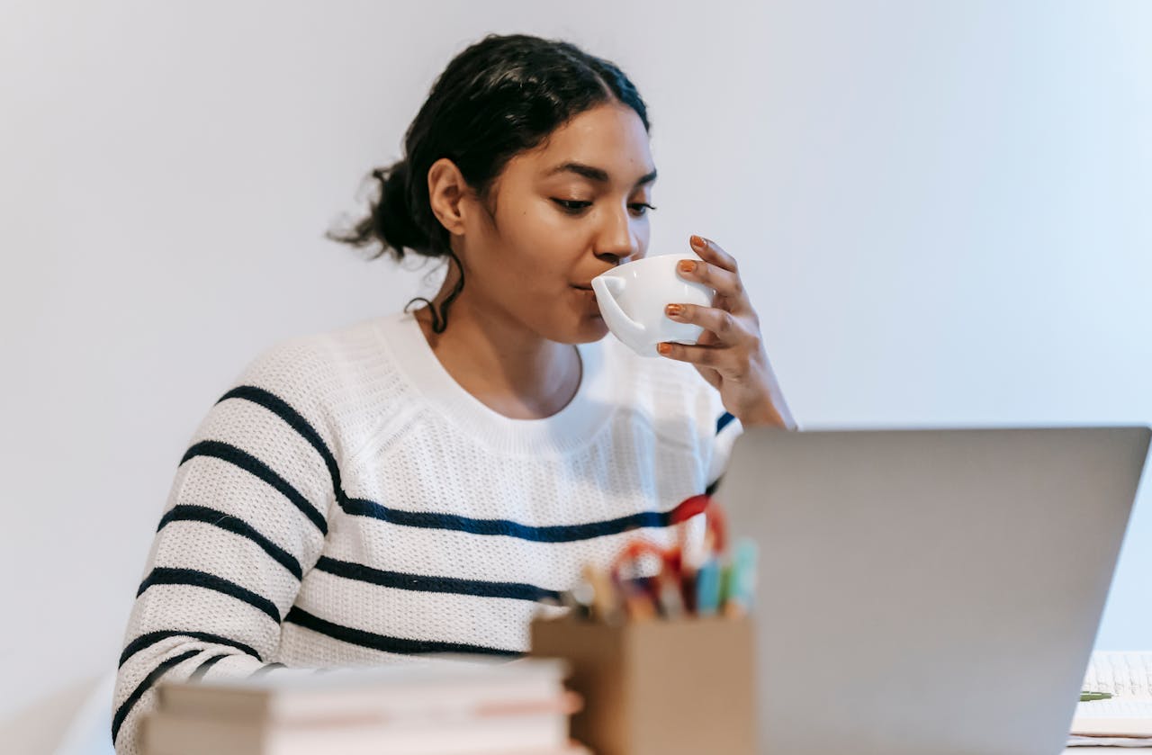 Woman working on a laptop