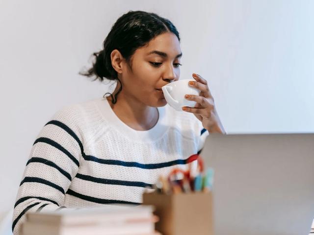 Woman working on a laptop