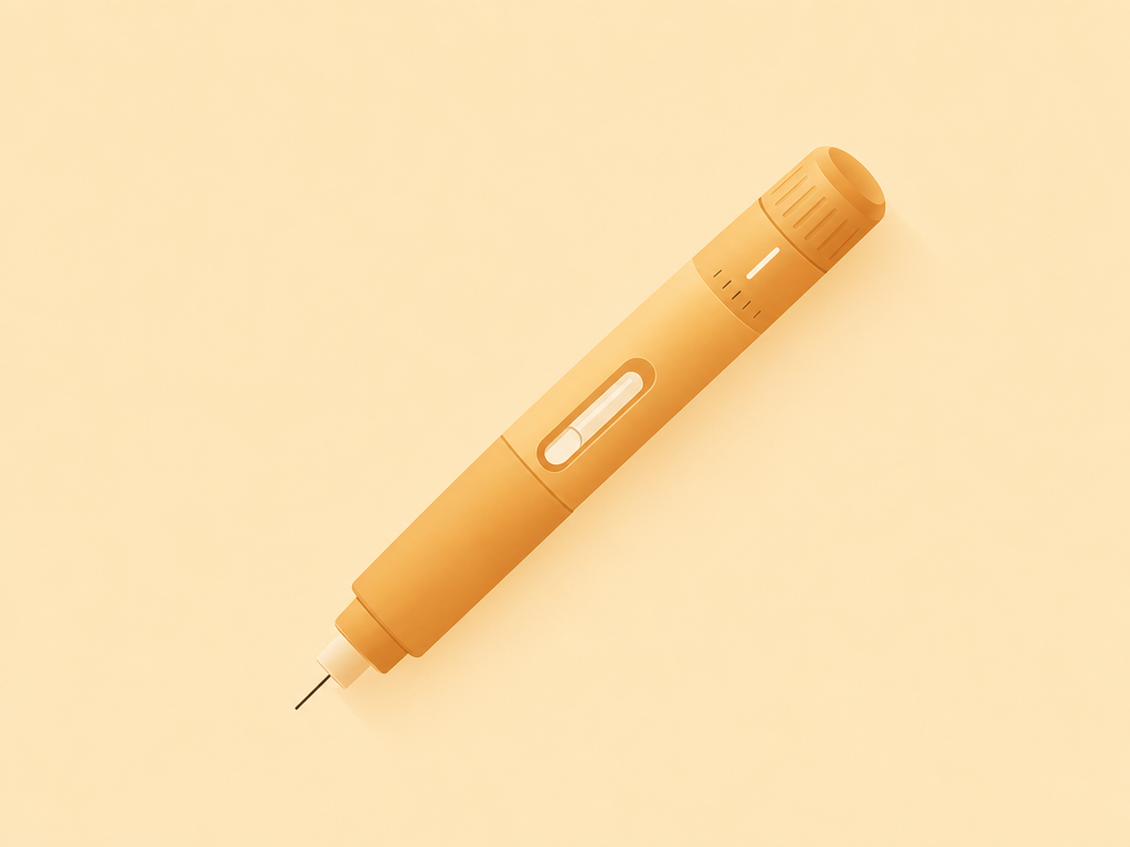 Flat amber illustration of a weight loss injection pen, illustrating ways to increase weight loss on Wegovy