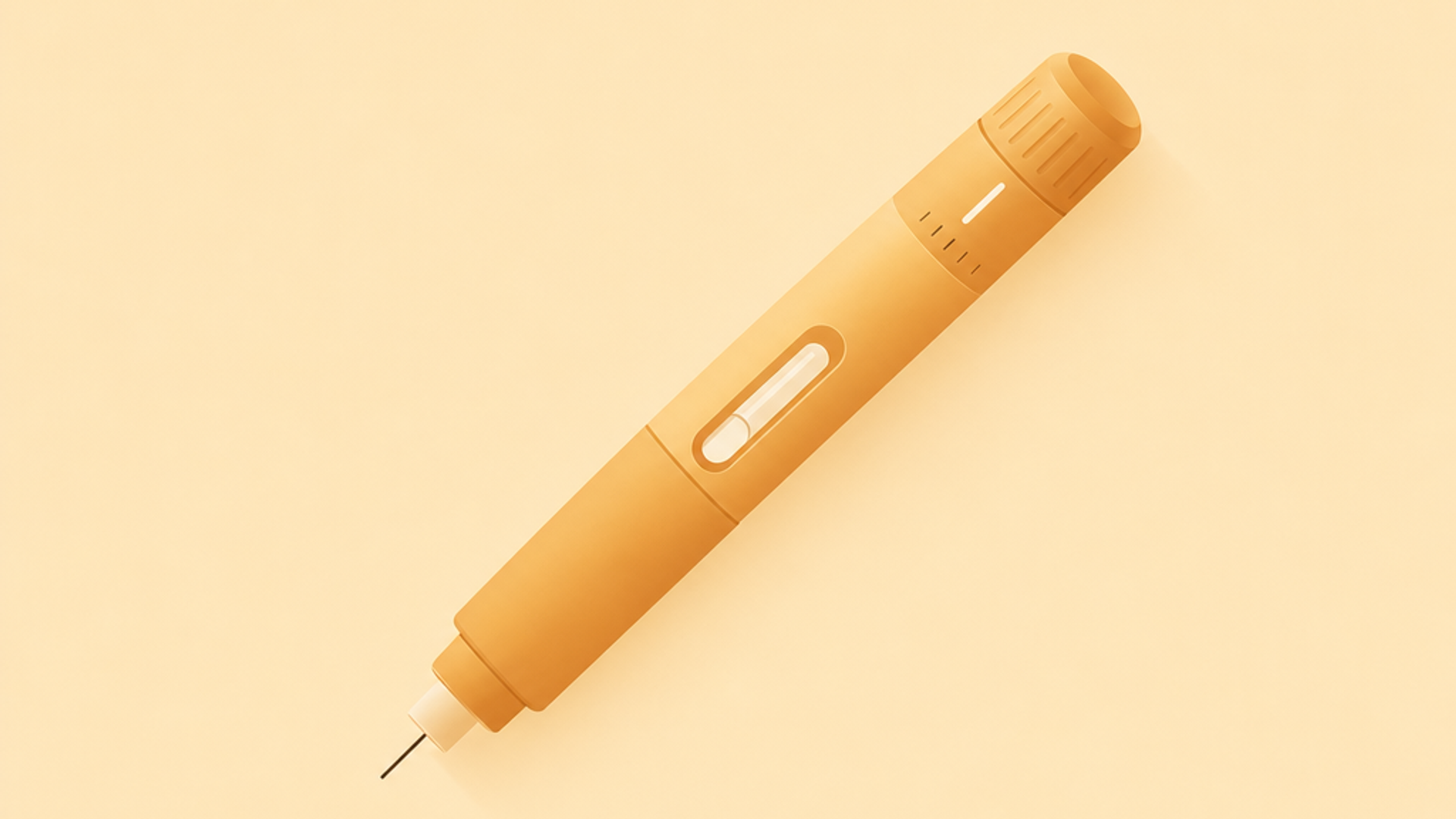 Flat amber illustration of a weight loss injection pen, illustrating ways to increase weight loss on Wegovy