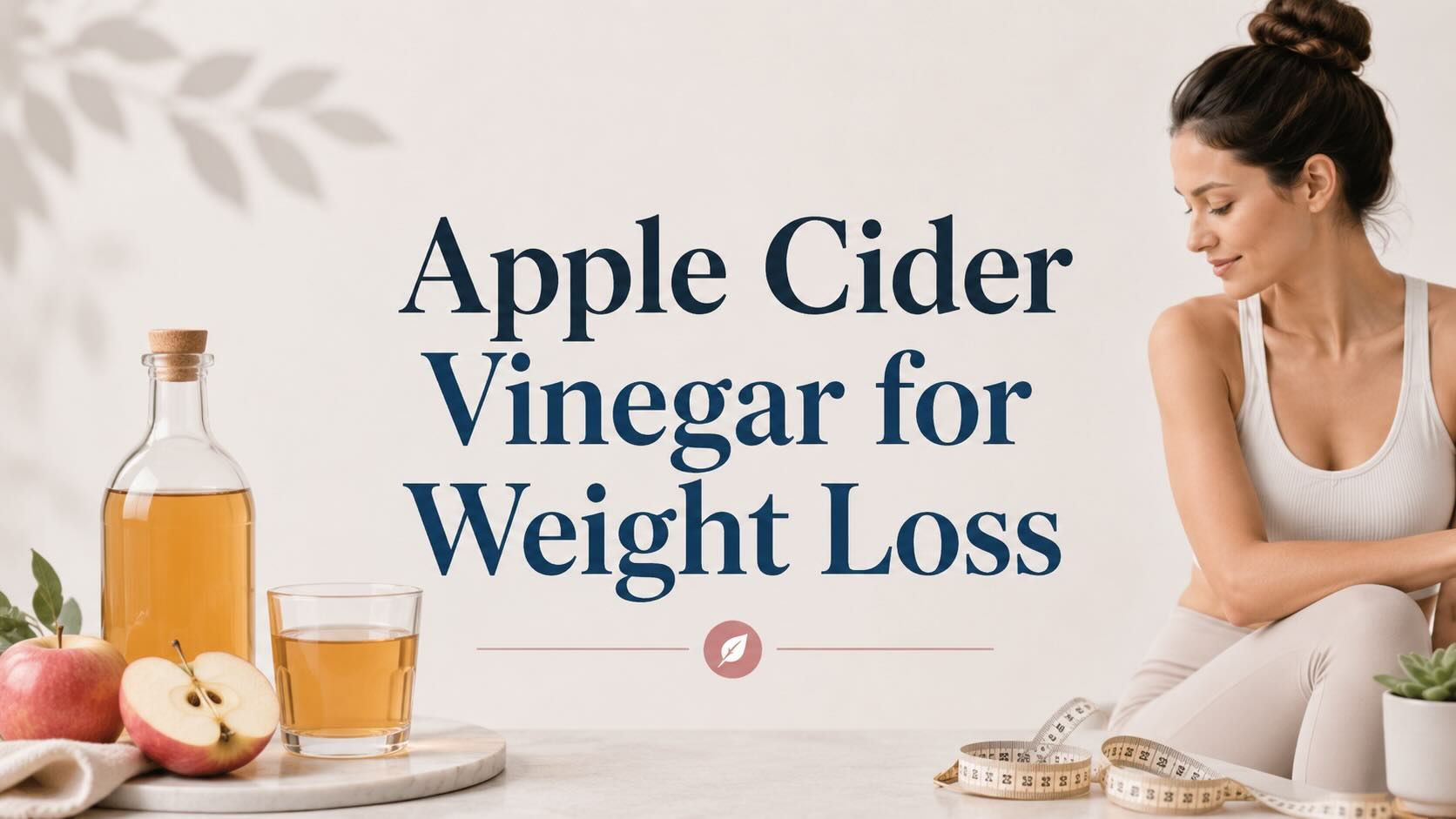 Woman sitting with apple cider vinegar