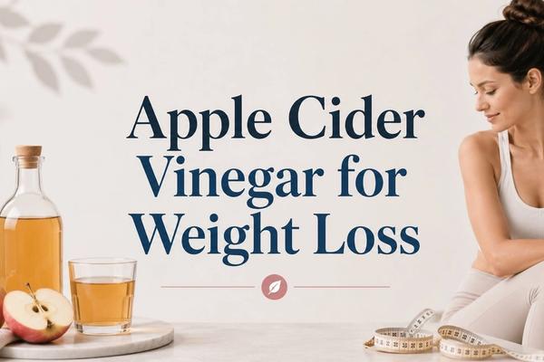 Woman sitting with apple cider vinegar