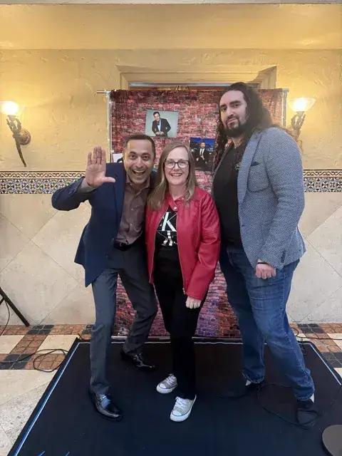 Backstage with fellow comics