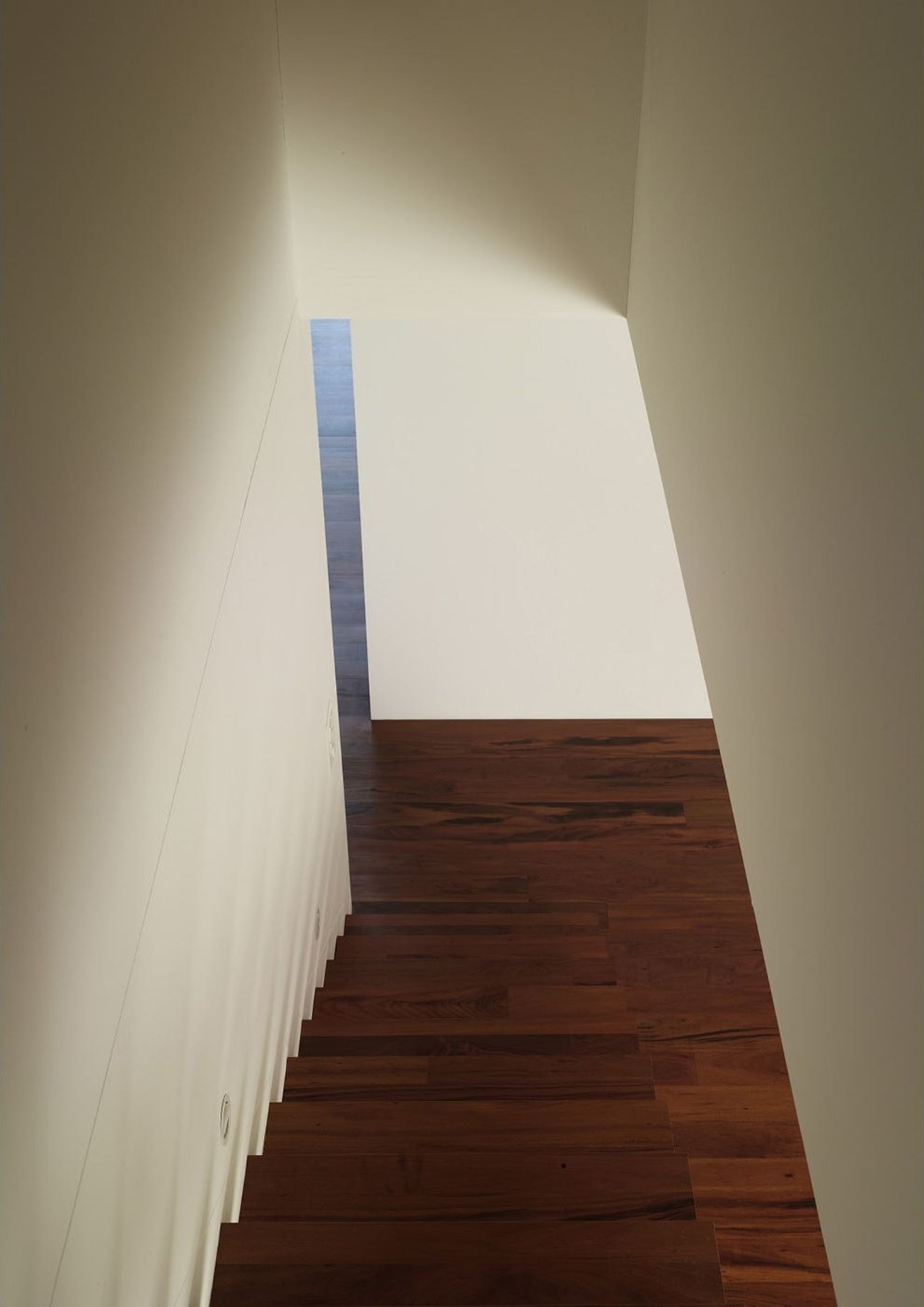 Narrow passage with dark timber floor – Single-family house in Lachen