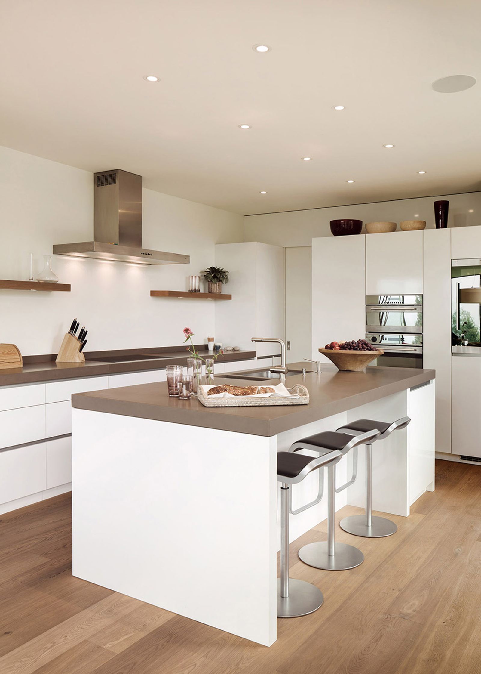 White island with timber worktop