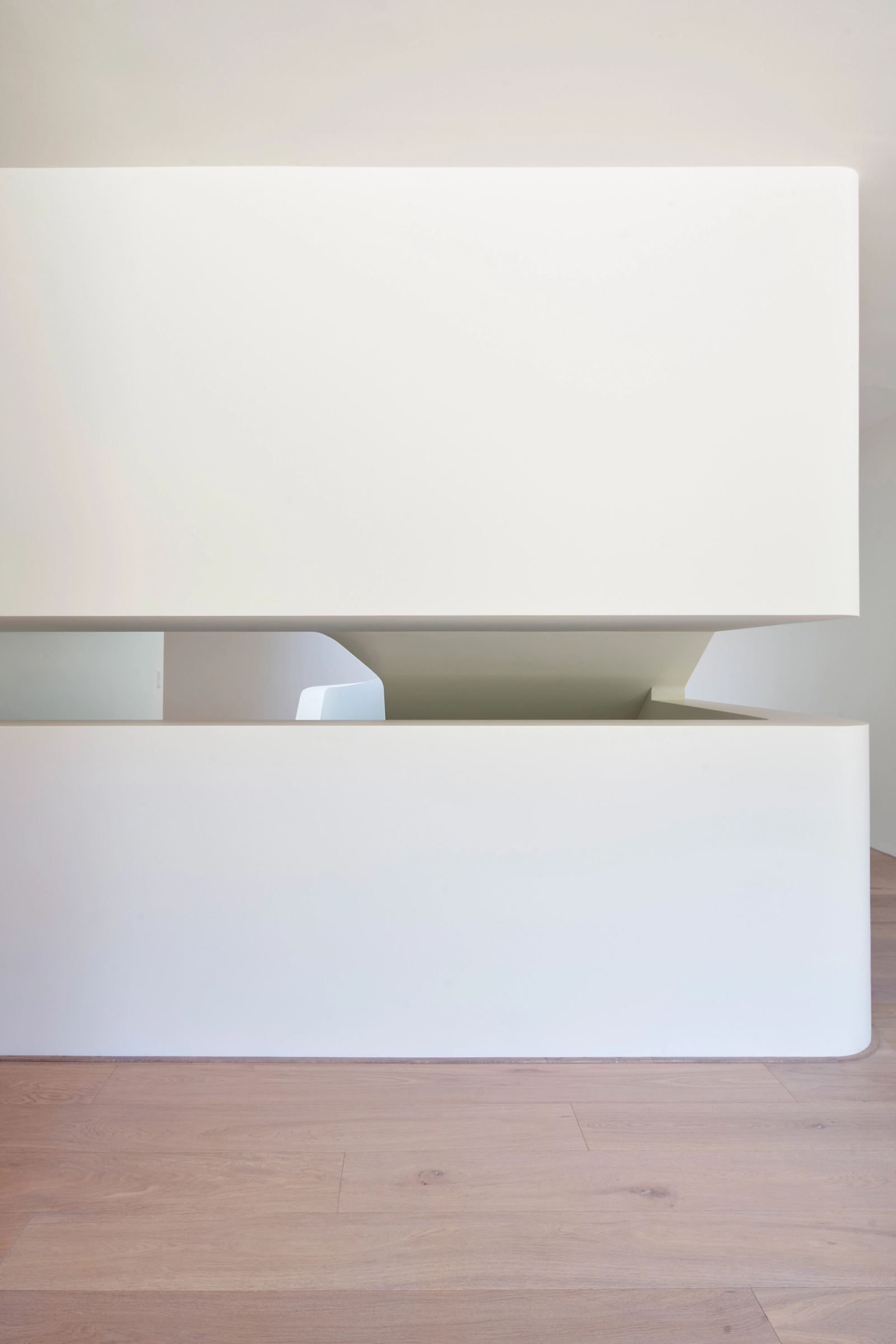 White stair balustrade seen from the front